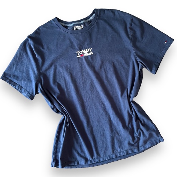 Tommy Jeans Navy Embroidered Tee Shirt - Picture 2 of 9